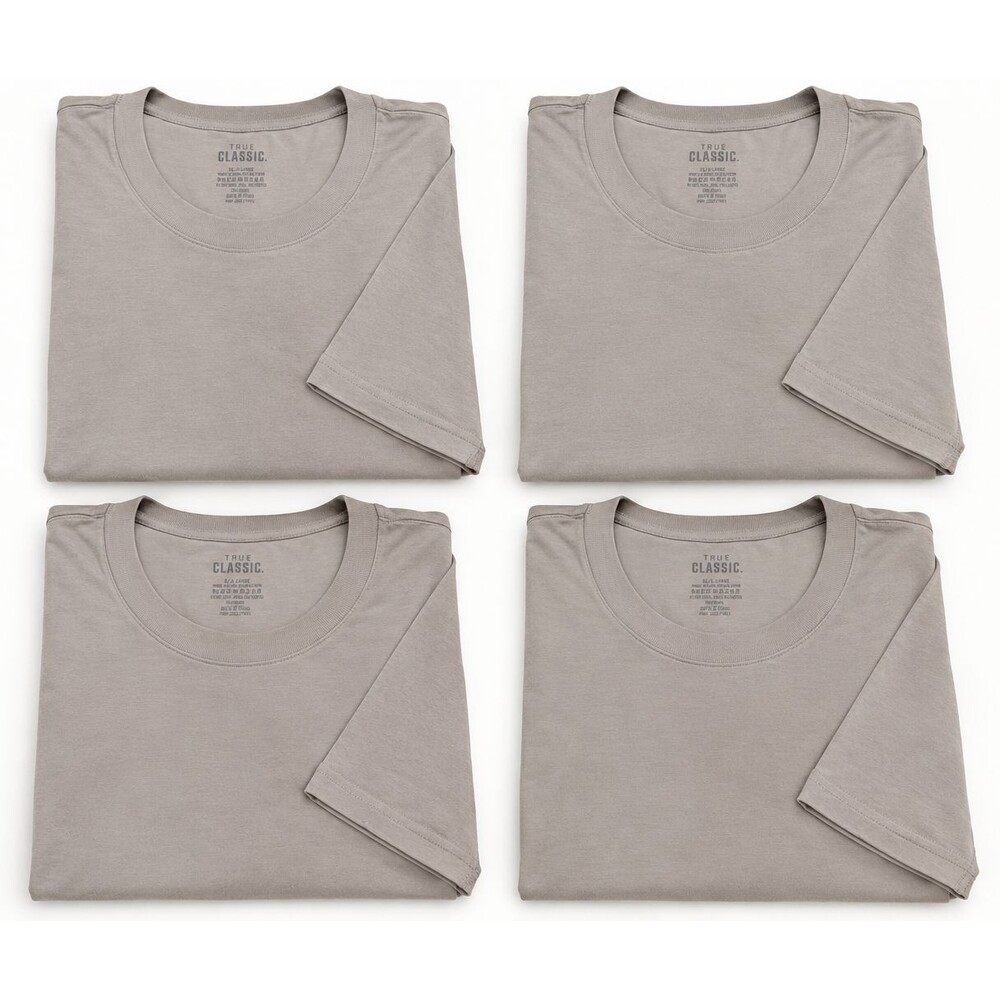 True Classic 4 Crew Neck Short Sleeve T-Shirt Sz XXL Taupe Light Gray